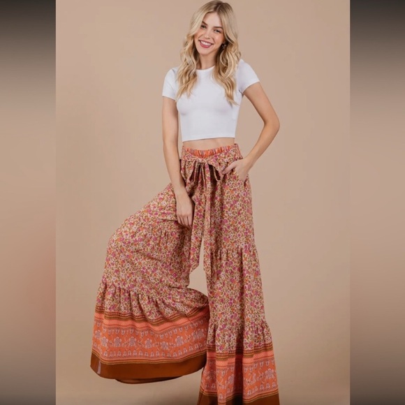Boho Floral Palazzo Pants - Picture 4 of 5